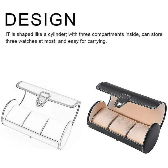 Travel Watch Case For 3 Watches, Watch Travel Case Roll, Travel Pu Leather Roll