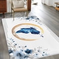 thumbnail image 3 of Butterfly Washable Area Rugs 3'x5', Watercolor Blue Grey Butterfly Floral Leaf Low Pile Throw Living Room Rug Non-Slip Sturdy Edge Binding Carpet for Indoor Entryway Bedside Kitchen, 3 of 9