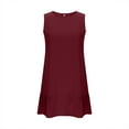 thumbnail image 7 of ZQUUVOU Women's Dress Summer Solid Color Round Neck Sleeveless A Line Mini Dress Burgundy,2XL, 7 of 7