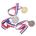 thumbnail image 2 of 3pcs Metal Award Medals with Neck Ribbon Wheats Winner Medal for Sports Games Competition (Golden, Silver, Bronze), 2 of 8