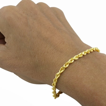 Nuragold - Nuragold 10k Yellow Gold 3mm Rope Chain Diamond Cut Bracelet