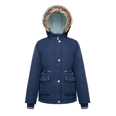 Rokka&Rolla Girls' Hooded Parka Jacket Fleece Linded Winter Coat