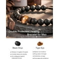 thumbnail image 2 of Double Protection Natural Stone Bracelet for Men Teen Boys, Tiger Eye Black Onyx 8mm Handmade Bead Bracelet Crystal Bracelet Bring Luck, 2 of 8