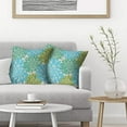 thumbnail image 4 of Light Blue Green Pillow Covers 18x18 Inch Set of 2, Summer Dahlia Floral Outdoor Decorative Throw Pillows Farmhouse Linen Modern Geometry Flower Cushion Case for Sofa Couch Bed Decor, 4 of 6
