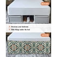 thumbnail image 7 of Teal Green Boho Boho Wrap Around Bed Skirts for Queen Bed 16" Drop,Bed Skirt with Adjustable Elastic Belt Dust Ruffle Bed Valance for Bedroom Hotel Abstract Medieval Vintage Floral Bed Frame Cover, 7 of 7