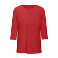 thumbnail image 6 of Yubnlvae Women's Plus-Size 3/4 Sleeve Tops & Blouses Plus Size Tunic Tops for Womenclearance! Solid, Round Neck, Red 2, 4Xl, 6 of 7