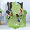 thumbnail image 4 of Sports Soft Flannel Fleece Throw Blanket, Friends at Backyard Playing Baseball Joyful Childhood Days Cartoon Style Print, Cozy Plush for Indoor and Outdoor Use, 50" x 60", Multicolor, by Ambesonne, 4 of 5