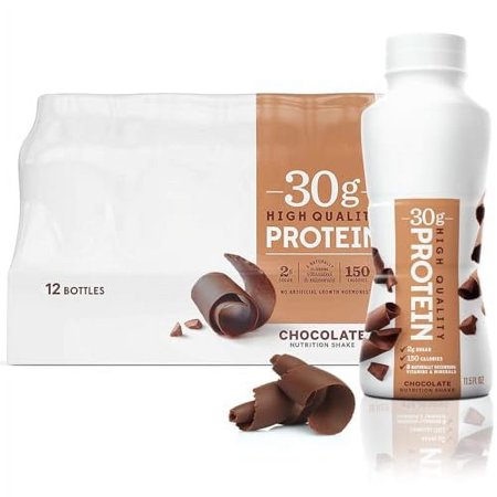 Nutrition Protein Shakes - Pack of 12 | 30g Protein, Low Sugar, Lactose-Free | Delicious chocolate Flavors 11.5 fl., oz. (In KozyHome Packaging) (Chocolate)