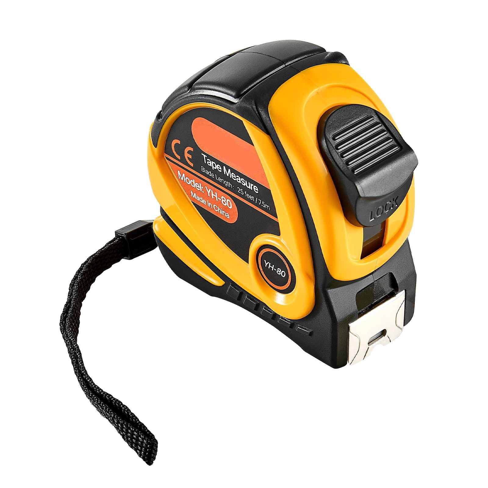 25ft Measuring Tape, ABS Impact-Resistant Shell with Carbon Steel Blade, Imperial and Metric Scale, Auto-Lock and Rewind, Compact Design for Home and Construction