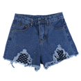 thumbnail image 2 of Pantalones cortos de mezclilla de cintura alta con corte desgastado para mujer L Hugo Pantalones cortos de mezclilla, 2 of 10