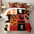 thumbnail image 2 of Manfei Retro Patchwork Halloween Print Twin Quilt Set for All, Black Orange Ghost Cat Bat Twin Coverlet Set, 2 of 7