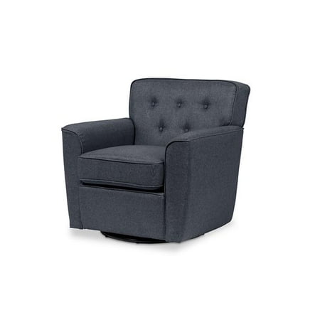 Baxton Studio Canberra Modern Retro Contemporary Gray Fabric Upholstered Button-Tufted Swivel Lounge Chair with Arms