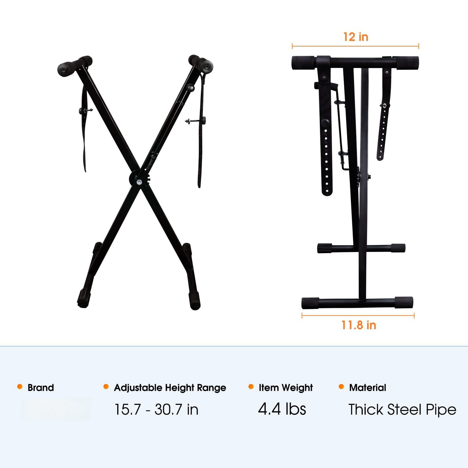 Single-x Keyboard Stand  Pre-assembled X-style With Locking Straps & Quick Release Mechanism Adjustable Piano