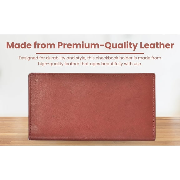Leatherboss Genuine Leather Plain Checkbook Cover