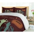 thumbnail image 5 of Ambesonne Halloween Duvet Cover Set, Zombie Party Hands Art, 2-Calking, Dark Maroon and Multicolor, 5 of 7