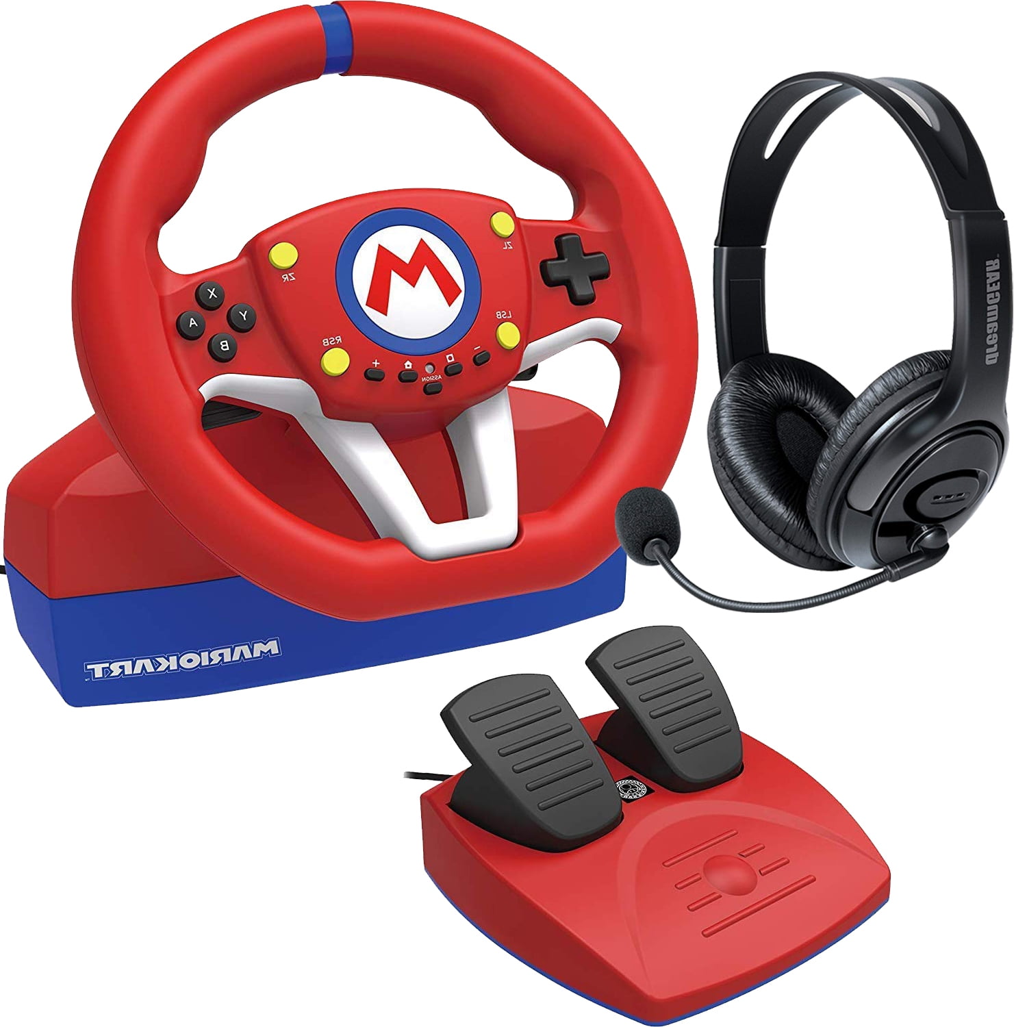 Arkæologi Watt Fremhævet Hori Nintendo Switch Mario Kart Racing Wheel Pro Mini w/ DreamGear Headset  - Walmart.com