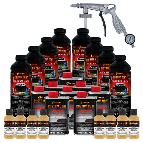 Custom Coat 30266 Golden Sand T96 Urethane Spray-On Truck Bed Liner, 2 Gallon Kit with Spray Gun