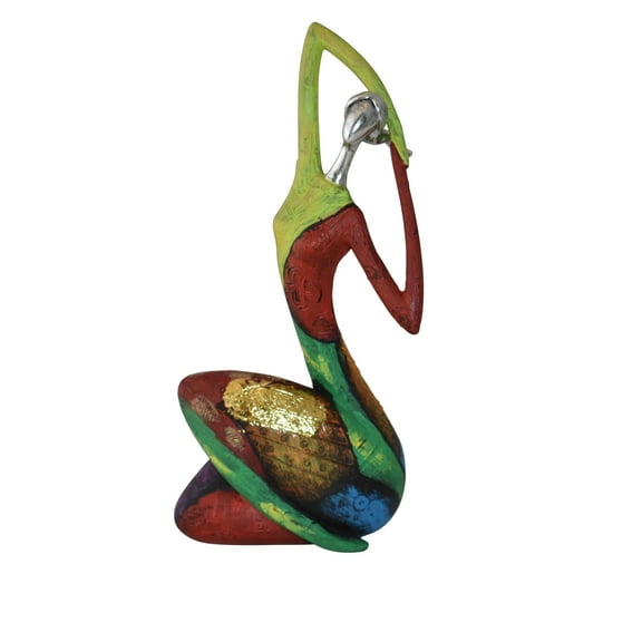 Multicolor Stretching Woman Resin Statue Size: 5" x 4" x 10"H