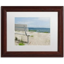 Trademark Fine Art "Beach on Long Island Sound" Canvas Art by Lois Bryan, White Mat, Wood Frame
