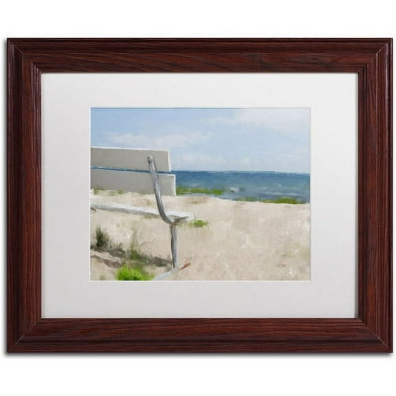 Trademark Fine Art "Beach on Long Island Sound" Canvas Art by Lois Bryan, White Mat, Wood Frame