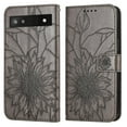 thumbnail image 1 of Étui Portefeuille Gravé Tournesol pour Google Pixel 6a, Protection Complète, Élégance Multifonctionnelle, 1 of 5