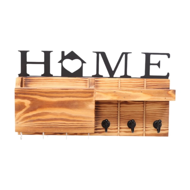 Soporte para llaves, perchero de pared para llaves, decoración, regalo, organizador de madera con gancho, Color de la madera