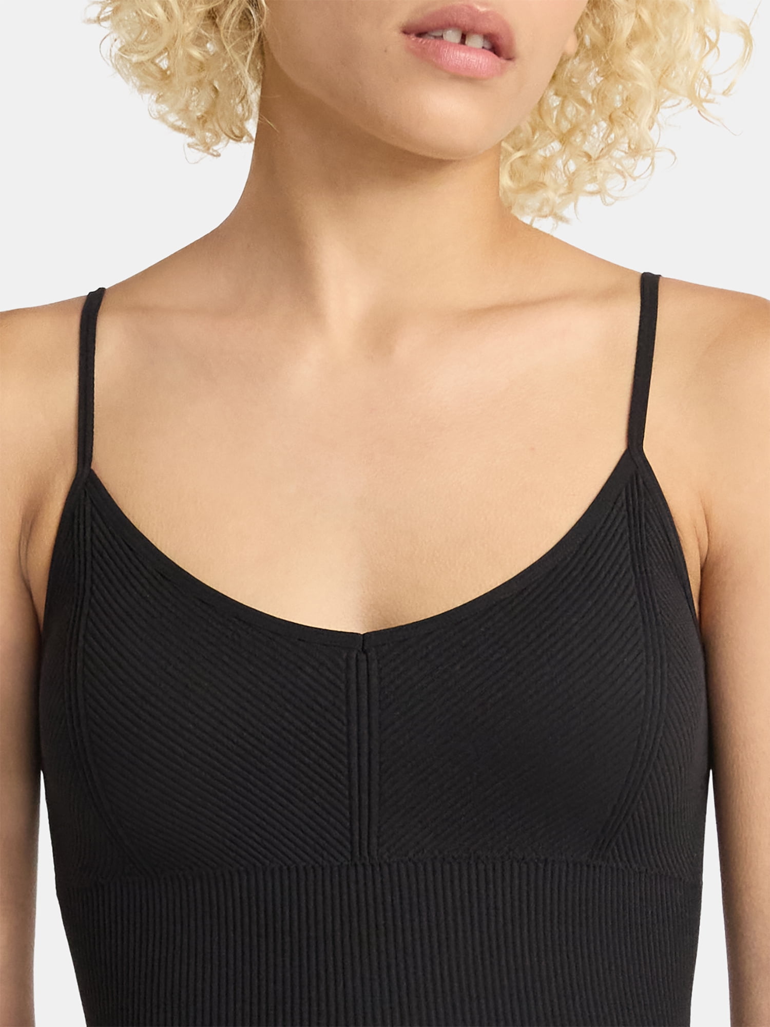 No Boundaries Seamless Miter Textured V-Neck Cami with Demi Cups, Women's
