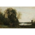 thumbnail image 2 of Jean-Baptiste-Camille Corot 24x16 Black Ornate Framed Double Matted Museum Art Print Titled: The Boat Fisherman on the Shore (1860-1865), 2 of 5