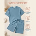 thumbnail image 6 of StSilkitty Men's 2 Piece Outfits Solid Color Short Sleeve Crewneck T-Shirts and Shorts Outfit Lightweight Comfy Casual Sets, 6 of 8