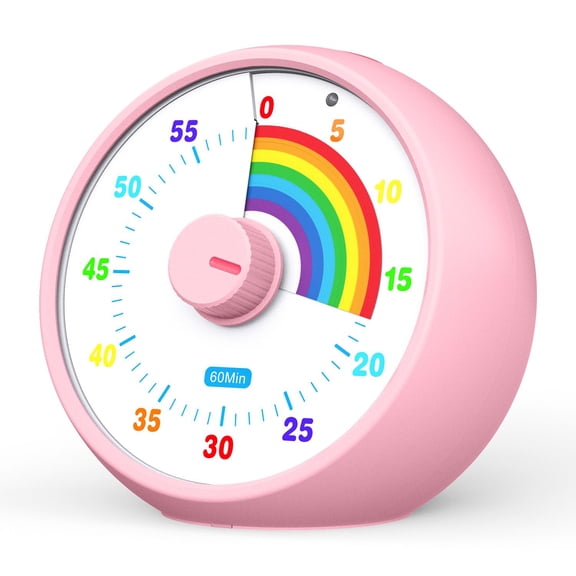 Visual Timer for Kids, 60-Minute Countdown for Classroom Office Kitchen, Desk Timer Kids Time Management Tools with Silent Operation, Pomodoro Timer Rainbow Pattern
