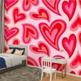 thumbnail image 2 of Peel and Stick Wallpaper Canvas Groovy Hearts Seamless Psychedelic Distorted 1970s 1980s Hippie Retro Modern Art Wall Mural Decor Self Adhesive and Removable 100in x 144in, 2 of 7