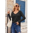 thumbnail image 4 of Zeagoo Long Sleeve Shirt for Woman V-Neck T Shirt Solid Casual Basic Tops Fall Tees Summer Clothing, 4 of 6
