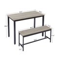 thumbnail image 5 of PUKNLY Dining Furniture Set, Bar Table with 2 Dining Benches for 4 People, Kitchen Table Counter with Chairs, Industrial for Kitchen Breakfast Table Living Room Party Room,Grey, 5 of 7