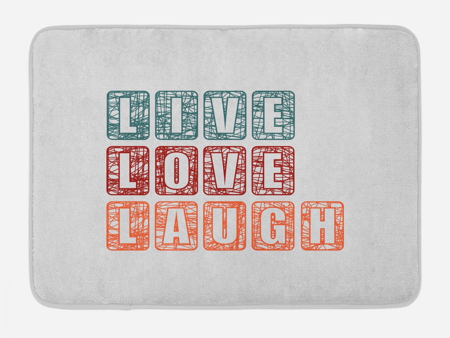 Live Laugh Love Bath Mat, Calligraphy Quote Expressing Happiness