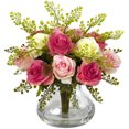 thumbnail image 7 of Nearly Natural Rose & Maiden Hair Artificial Arrangement with Vase, Peach, 7 of 7