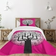 thumbnail image 3 of Ambesonne Music Quilted Bedspread Set 2 Pcs, Tree, Twin Size, Hot Pink Black White, 3 of 6