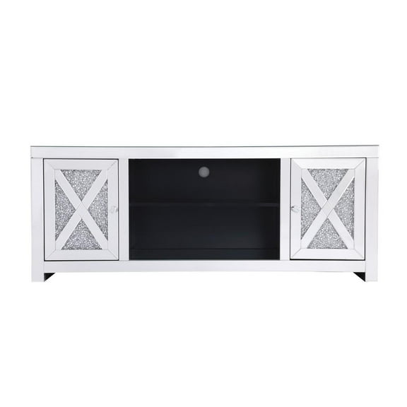 59 in. crystal mirrored TV stand