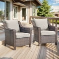 thumbnail image 4 of Gymojoy 4-Piece Outdoor Patio Lounge Armchair Set,PE Wicker Rattan Club Chairs with Ottomans, Beige, 4 of 11