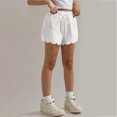 thumbnail image 5 of Summer Cotton Linen Shorts for Girls Causal Loose Elastic High Waisted Beach Shorts Lace Trim Lounge Short Pants, 5 of 5