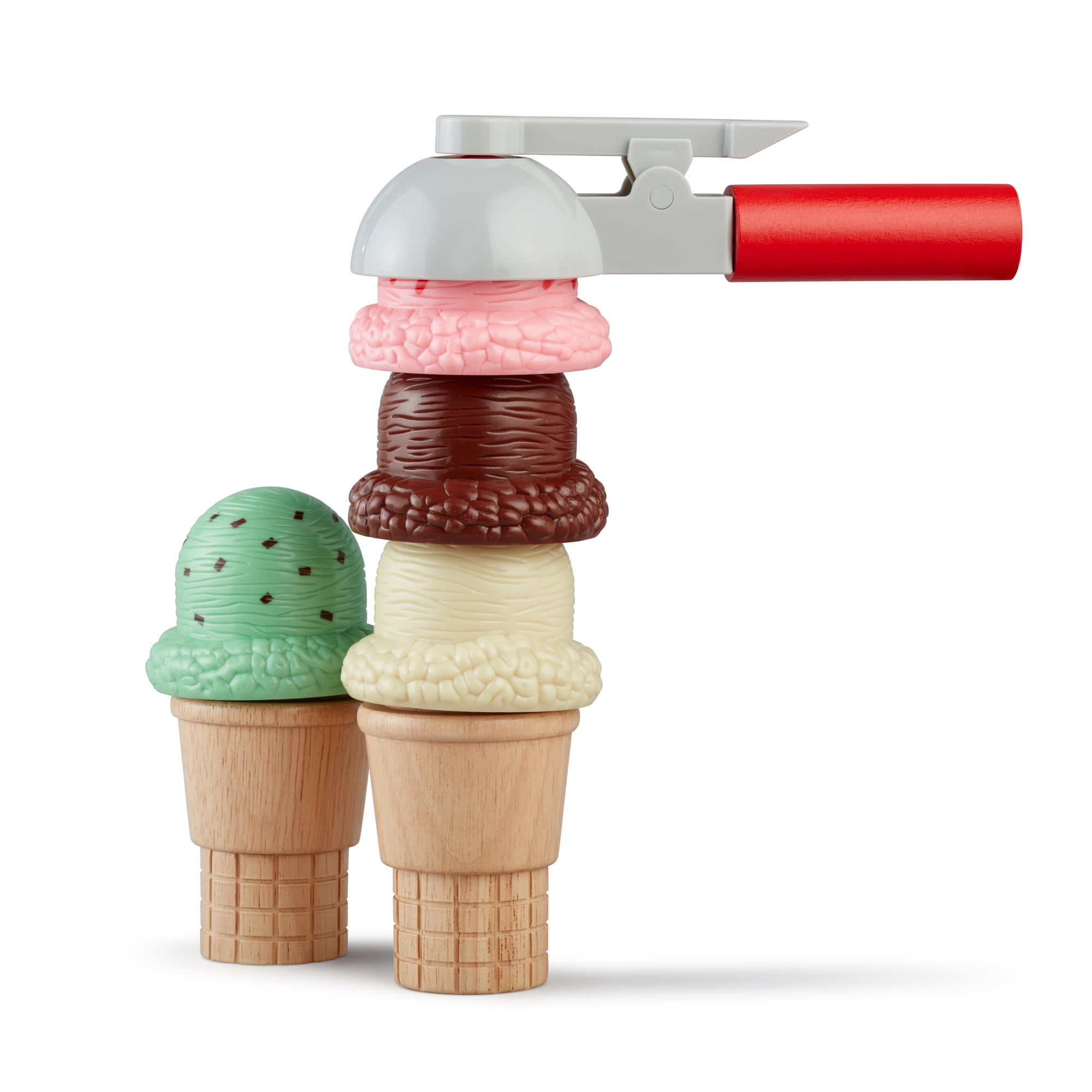 Melissa & Doug Scoop and Stack Ice Cream Cone Wooden Magnetic Pretend Play Food Set, Preschool Toy - FSC Certified, MELISSA & DOUG SCOOP N STACK ICE C