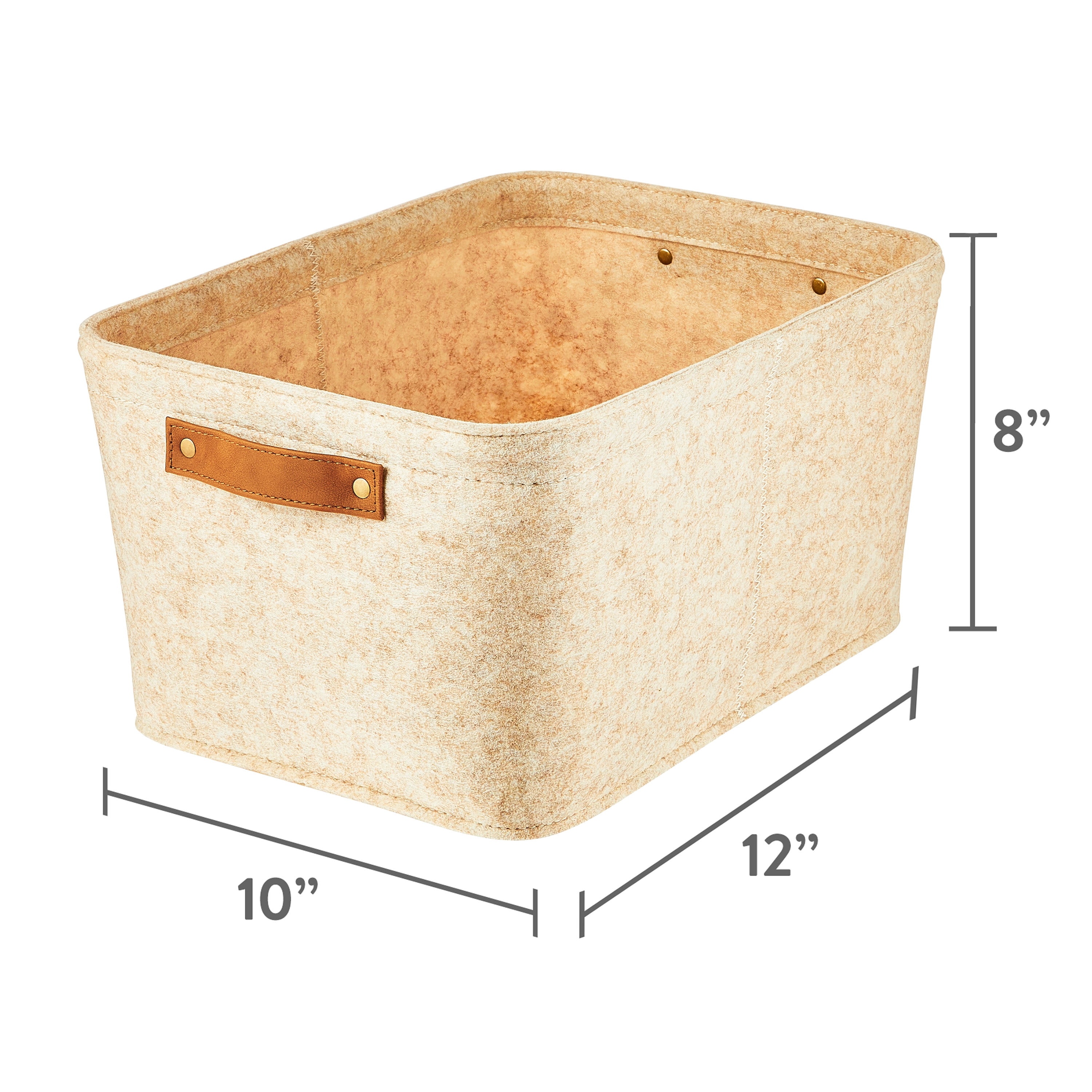 (2 pack) Mainstays Medium Rectangle Felt Basket, Oatmeal, Set of 2
