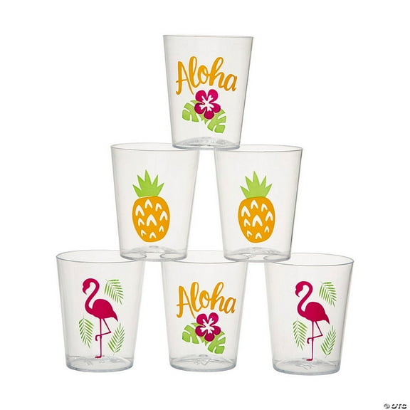 Bulk 50 Pieces Tropical Luau Plastic Shot Glasses