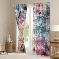 thumbnail image 3 of Homewish Modern Stripes Lines Black Out Curtains for Women, Checkered Square Curtains Pack of 2 (42x63 Each), Fashion Graffiti Artwork Bedroom Curtains, Curtains and Drapes Home Decor, 3 of 6