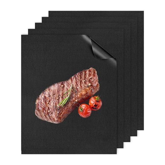 Uxcell 5-Pack 16 x20 Inch Grill Mats for Outdoor Grill[Black]