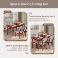thumbnail image 4 of Dining Table Set for 4, Lofka 5 Pieces Solid Wood Kitchen Table Set with Upholstered Seats & Backrests for Home, Rubberwood & Gray Cushions, 4 of 10