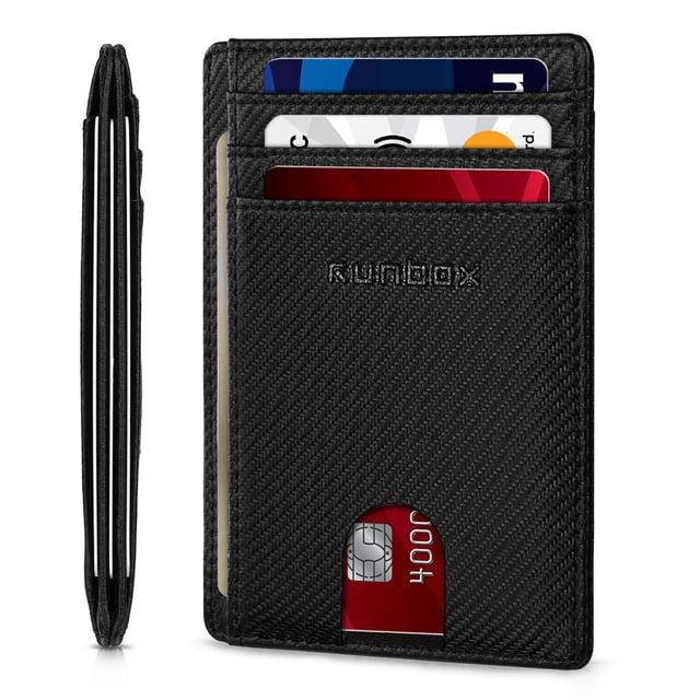 Cartera Slim Minimalista RUNBOX con Bloqueo RFID de Cuero