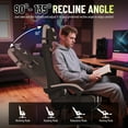thumbnail image 6 of SOONTRANS Ergonomic Gaming Chair with Footrest, Adult Office Chair with Pocket Spring Cushion, Comfortable Gamer Game with Massage Lumbar Cushion Linen Fabric, Reclining Computer Chair, Black & White, 6 of 10