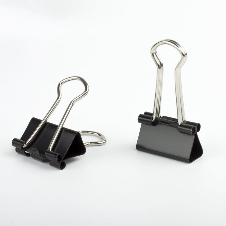 Essendant UNV10200 Small Binder Clips, Steel Wire, 3/8" Capacity, 3/4" Wide, Black/Silver, Dozen