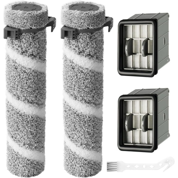 3930F 3933 3930 Brush Roll Filter Replacement Kit for Bissell CrossWave OmniForce Edge Cordless Multi-Surface Hard Floor Cleaner Wet Dry Vacuum, 2 HEPA Filters, 2 ZeroGap Brush Roll, 1640897, 1640066