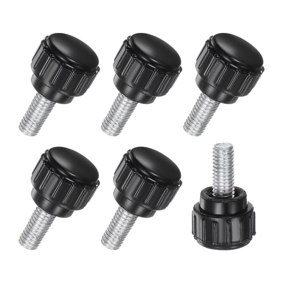 6-Pack Knurled Clamping Knobs, M5x10mm Male Thread Thumbscrew, Carbon Steel for Industrial, Machine